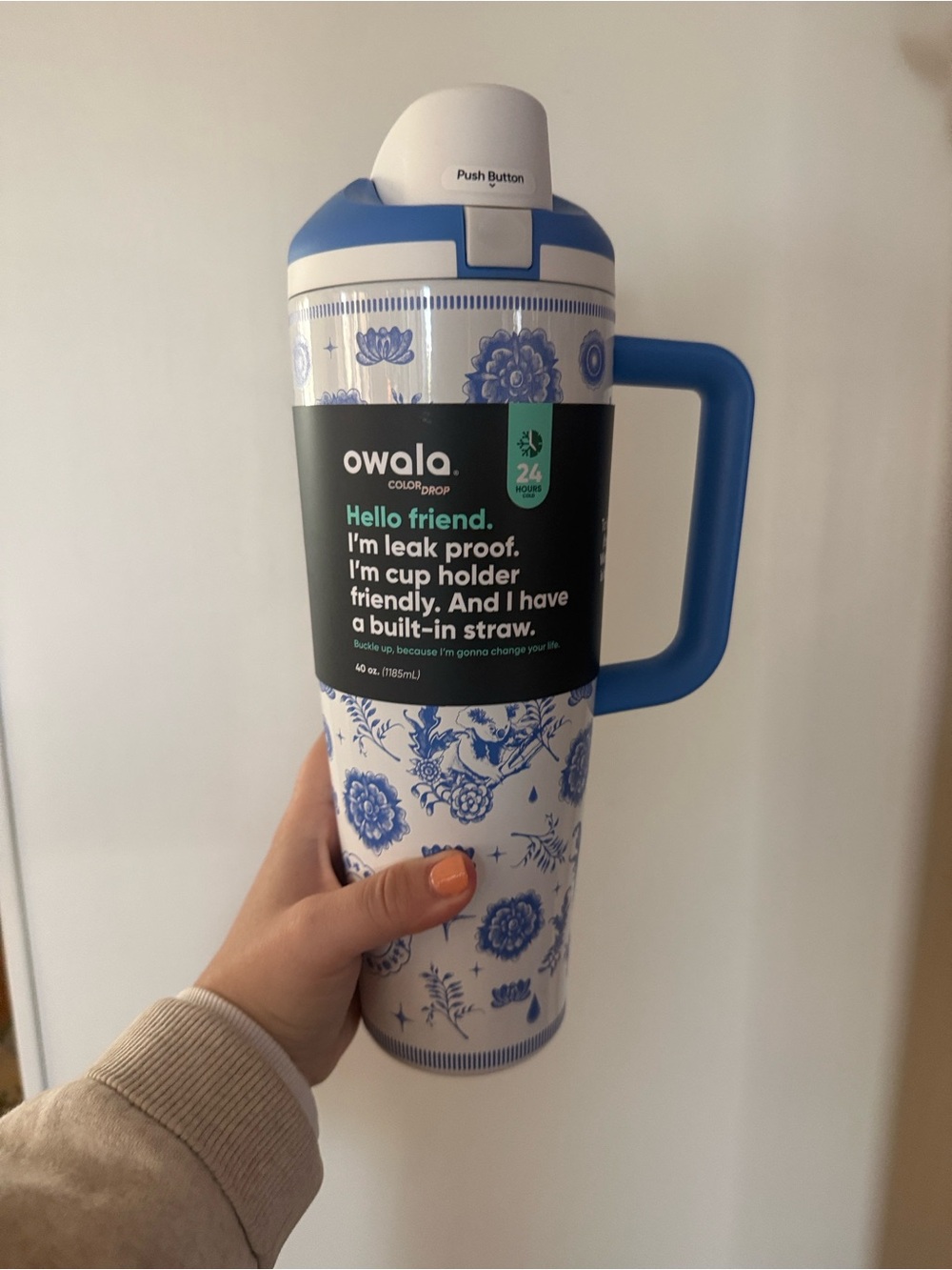 Owala Color Drop Heirloom FreeSip Tumbler with Handle - Blue & White